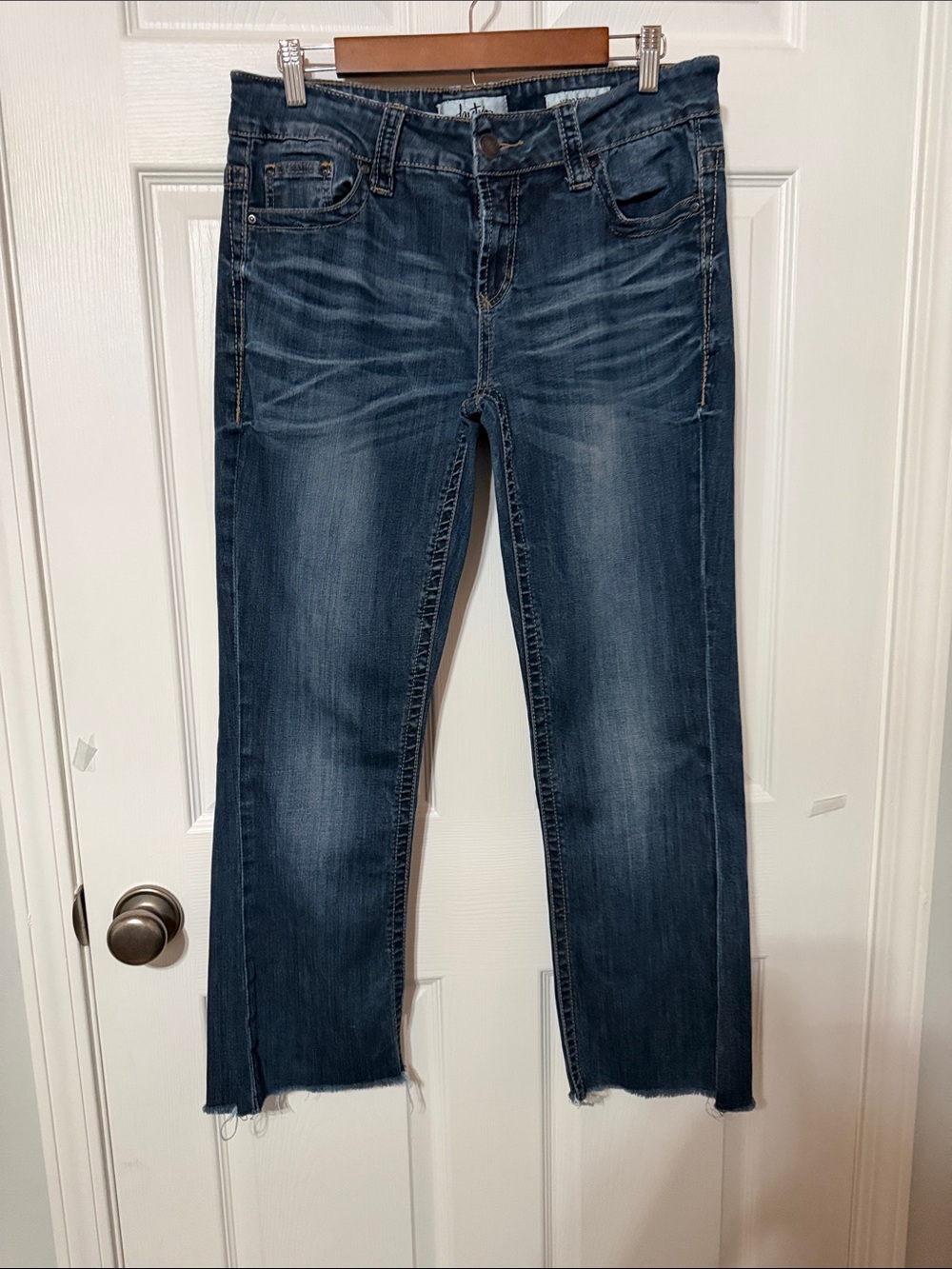 Daytrip Dark Blue Bootcut Raw Hem Jeans